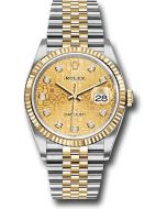  *Pre-Owned* Rolex Yellow Rolesor Datejust 36 Watch - Fluted Bezel - Champagne Jubilee Diamond Dial - Jubilee Bracelet