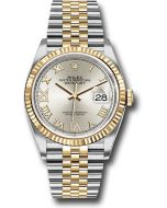  *Pre-Owned* Rolex Steel and Yellow Gold Rolesor Datejust 36 Watch - Fluted Bezel - Silver Roman Dial - Jubilee Bracelet