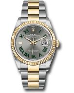  *Pre-Owned* Rolex Yellow Rolesor Datejust 36 Watch - Fluted Bezel - Slate Roman Dial - Oyster Bracelet