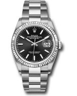  *Pre-Owned* Rolex Steel Datejust 36 Watch - Fluted Bezel - Black Index Dial - Oyster Bracelet