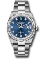  *Pre-Owned* Rolex Steel Datejust 36 Watch - Fluted Bezel - Blue Diamond Dial - Oyster Bracelet
