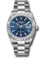  *Pre-Owned* Rolex Steel Datejust 36 Watch - Fluted Bezel - Blue Index Dial - Oyster Bracelet