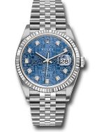 *Pre-Owned* Rolex Steel Datejust 36 Watch - Fluted Bezel - Blue Jubilee Diamond Dial - Jubilee Bracelet