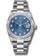  *Pre-Owned* Rolex Steel Datejust 36 Watch - Fluted Bezel - Blue Jubilee Diamond Dial - Oyster Bracelet