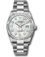  *Pre-Owned* Rolex Steel Datejust 36 Watch - Fluted Bezel - Mother-of-Pearl Diamond Dial - Oyster Bracelet