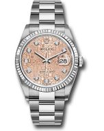  *Pre-Owned* Rolex Steel Datejust 36 Watch - Fluted Bezel - Pink Jubilee Diamond Dial - Oyster Bracelet