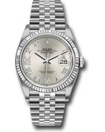  *Pre-Owned* Rolex Steel Datejust 36 Watch - Fluted Bezel - Silver Diamond Roman VI and IX Dial - Jubilee Bracelet