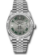 *Pre-Owned* Rolex White Rolesor Datejust 36 Watch - Fluted Bezel - Slate Roman Dial - Jubilee Bracelet