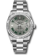  *Pre-Owned* Rolex White Rolesor Datejust 36 Watch - Fluted Bezel - Slate Roman Dial - Oyster Bracelet