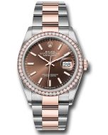  *Pre-Owned* Rolex Everose Rolesor Datejust 36 Watch - Diamond Bezel - Chocolate Index Dial - Oyster Bracelet