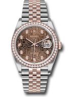  *Pre-Owned* Rolex Steel and Everose Rolesor Datejust 36 Watch - Diamond Bezel - Chocolate Jubilee Diamond Dial - Jubilee Bracelet