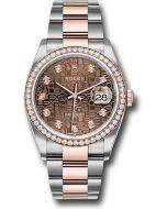  *Pre-Owned* Rolex Steel and Everose Rolesor Datejust 36 Watch - Diamond Bezel - Chocolate Jubilee Diamond Dial - Oyster Bracelet