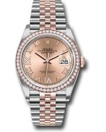  *Pre-Owned* Rolex Steel and Everose Rolesor Datejust 36 Watch - Diamond Bezel - Rose Roman Dial - Jubilee Bracelet
