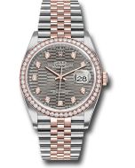  *Pre-Owned* Rolex Everose Rolesor Datejust 36 Watch - Diamond Bezel - Slate Fluted Motif Diamond Dial - Jubilee Bracelet