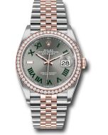 *Pre-Owned* Rolex Everose Rolesor Datejust 36 Watch - Diamond Bezel - Slate Roman Dial - Jubilee Bracelet