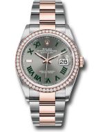  *Pre-Owned* Rolex Everose Rolesor Datejust 36 Watch - Diamond Bezel - Slate Roman Dial - Oyster Bracelet
