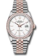  *Pre-Owned* Rolex Steel and Everose Rolesor Datejust 36 Watch - Diamond Bezel - White Index Dial - Jubilee Bracelet