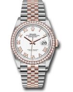  *Pre-Owned* Rolex Steel and Everose Rolesor Datejust 36 Watch - Diamond Bezel - White Roman Dial - Jubilee Bracelet