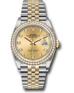  *Pre-Owned* Rolex Steel and Yellow Gold Rolesor Datejust 36 Watch - Yellow Diamond Bezel - Champagne Diamond Dial - Jubilee Bracelet