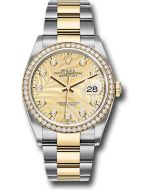  *Pre-Owned* Rolex Yellow Rolesor Datejust 36 Watch - Diamond Bezel - Golden Palm Motif Diamond Dial - Oyster Bracelet