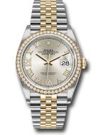  *Pre-Owned* Rolex Steel and Yellow Gold Rolesor Datejust 36 Watch - Yellow Diamond Bezel - Silver Roman Dial - Jubilee Bracelet