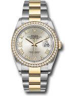  *Pre-Owned* Rolex Steel and Yellow Gold Rolesor Datejust 36 Watch - Diamond Bezel - Silver Roman Dial - Oyster Bracelet-