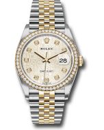  *Pre-Owned* Rolex Steel and Yellow Gold Rolesor Datejust 36 Watch - Yellow Diamond Bezel - Silver Jubilee Diamond Dial - Jubilee Bracelet