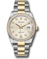 *Pre-Owned* Rolex Steel and Yellow Gold Rolesor Datejust 36 Watch - Diamond Bezel - Silver Jubilee Diamond Dial - Oyster Bracelet
