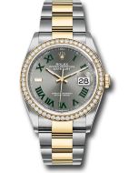  *Pre-Owned* Rolex Yellow Rolesor Datejust 36 Watch - Diamond Bezel - Slate Roman Dial - Oyster Bracelet