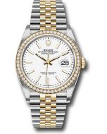  *Pre-Owned* Rolex Steel and Yellow Gold Rolesor Datejust 36 Watch - Yellow Diamond Bezel - White Index Dial - Jubilee Bracelet