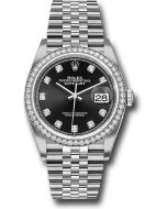 *Pre-Owned* Rolex Steel Datejust 36 Watch - Diamond Bezel - Black Diamond Dial - Jubilee Bracelet