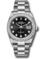  *Pre-Owned* Rolex Steel Datejust 36 Watch - Diamond Bezel - Black Diamond Dial - Oyster Bracelet
