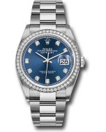  *Pre-Owned* Rolex Steel Datejust 36 Watch - Diamond Bezel - Blue Diamond Dial - Oyster Bracelet