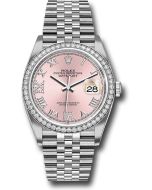  *Pre-Owned* Rolex Steel Datejust 36 Watch - Diamond Bezel - Pink Diamond Roman VI and IX Dial - Jubilee Bracelet