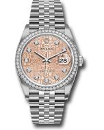  *Pre-Owned* Rolex Steel Datejust 36 Watch - Diamond Bezel - Pink Jubilee Diamond Dial - Jubilee Bracelet