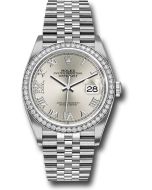 *Pre-Owned* Rolex Steel Datejust 36 Watch - Diamond Bezel - Silver Diamond Roman VI and IX Dial - Jubilee Bracelet