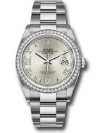*Pre-Owned* Rolex Steel Datejust 36 Watch - Diamond Bezel - Silver Diamond Roman VI and IX Dial - Oyster Bracelet