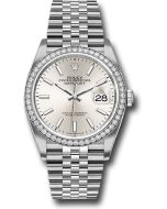  *Pre-Owned* Rolex Steel Datejust 36 Watch - Diamond Bezel - Silver Index Dial - Jubilee Bracelet