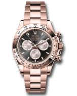  *Pre-Owned* Rolex Everose Gold Cosmograph Daytona Watch - Fixed Bezel - Black And Sundust Index Dial - Oyster Bracelet