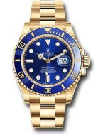 *Pre-Owned* Rolex Yellow Gold Submariner Date Watch - Blue Bezel - Blue Dial