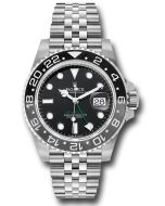  *Pre-Owned* Rolex Oystersteel GMT-Master II Watch - Bidirectional Rotatable Black and Grey Bezel - Black Dial - Jubilee Bracelet