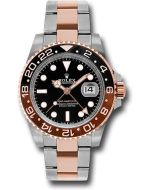  *Pre-Owned* Rolex Everose Rolesor GMT-Master II 40 Watch - Black And Brown Root Beer Bezel - Black Dial - Oyster Bracelet
