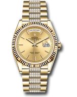 *Pre-Owned* Rolex Yellow Gold Day-Date 36 Watch - Fluted Bezel - Champagne Index Dial - Diamond President Bracelet