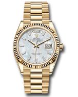  *Pre-Owned* Rolex Yellow Gold Day-Date 36 Watch - Fluted Bezel - White Mother-Of-Pearl Dial - President Bracelet