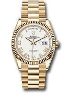  *Pre-Owned* Rolex Yellow Gold Day-Date 36 Watch - Fluted Bezel - White Roman Dial - President Bracelet