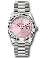  *Pre-Owned* Rolex White Gold Day-Date 36 Watch - Fluted Bezel - Pink Dial - President Bracelet