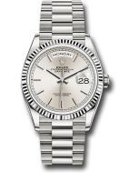  *Pre-Owned* Rolex White Gold Day-Date 36 Watch - Fluted Bezel - Silver Index Dial - President Bracelet