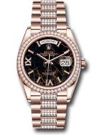 *Pre-Owned* Rolex Everose Gold Day-Date 36 Watch - Diamond Bezel - Eisenkiesel Diamond Index Roman 9 Dial - Diamond President Bracelet