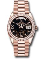 *Pre-Owned* Rolex Everose Gold Day-Date 36 Watch - Diamond Bezel - Eisenkiesel Diamond Index Roman 9 Dial - President Bracelet