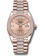  *Pre-Owned* Rolex Everose Gold Day-Date 36 Watch - Diamond Bezel - RosÃ© Diamond Dial - Diamond President Bracelet